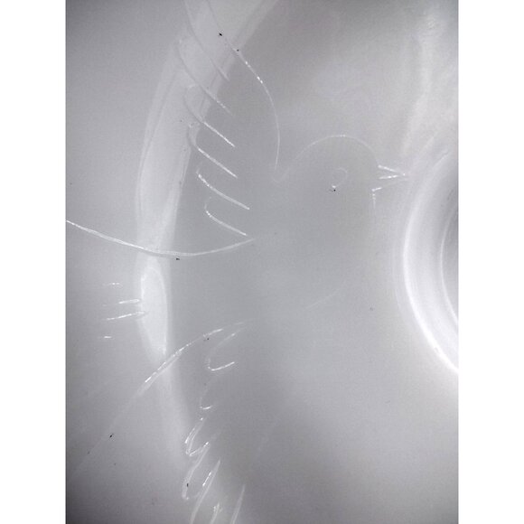 Candy Tray Hobnail Milk Glass Ruffle Trim Custard Dish Dove Detail Vintage Pair - Picture 8 of 13